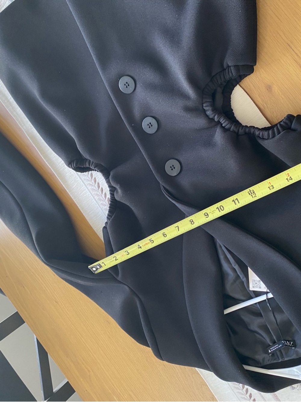 ZARA Black Cut-Out Waist Blazer Jacket - Scuba Crepe Stretch - Picture 9 of 9